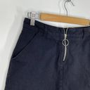 Sans Souci  Black Denim Front Zip O-Ring Cotton Mini Skirt Women's Size Medium M Photo 3