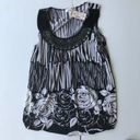 Dress Barn  Sleeveless EmbellishTunic Top Medium Black White Floral Abstra… Photo 8