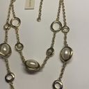 Talbots  Gold Tone Faux Pearl Statement Necklace NWT Double Strand Photo 2