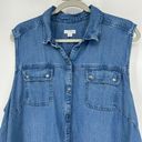 J.Jill  Denim Chambray Midi Shirt Dress Snap Front Sleeveless Pockets Size 3X Photo 1