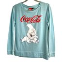 Coca-Cola  Vintage Polar Bears Pullover Shirt Crystal Blue Long Sleeve Size Small Photo 2