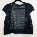 BCBGMAXAZRIA  Black Sequins Open Woven Cap Sleeve Cardigan- Size Large Photo 5