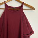 Torrid  Plus Size Maroon Cozy Mini Fleece Cold Shoulder Dress Photo 4