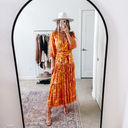 Petal and Pup  Orange Floral Tiered Midi Dress  Photo 3