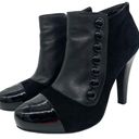 Gianni Bini  Black Leather Button Ankle Heeled Boots Witchy Whimsigoth Photo 2