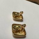 Monet Signed  Square Gold Tone Rhinestone Clip-on Clip On Earrings Photo 4