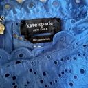 Kate Spade  New York Size 00 Floral Eyelet Blouse Puff Sleeves Cornflower Blue Photo 3