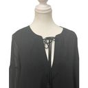 Rebecca Minkoff   black semi sheer lace v neck  tasseled blouse size small Photo 1