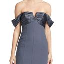 Cinq à Sept  Teo Ruched Satin Sheath Mini Dress Blue Womens Size 14 Photo 0