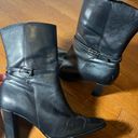 Anne Klein Vintage C2000s  2 Black Genuine Leather 3 1/2" High Heel Booties Photo 2