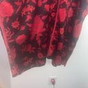 Natori red and black kimono V-neck floral caftan dress lagan look casual Photo 3