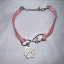 infinity Pink Leather and Silver Tone  Love Paw Charm Bracelet Photo 0
