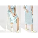 Anthropologie  MAEVE Tiffany Striped Midi Skirt Green White‎ Cotton Size Small Photo 1