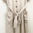 H&M Beige Linen Blend V Neck Button Front Jumpsuit Romper Size XL Photo 9