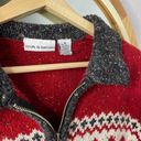 Croft & Barrow vintage Christmas fair isle zip up wool blend sweater Photo 1