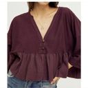 We The Free Free People  Maroon Gauze Oversized Crop Button Shirt NWT‎ S Photo 1