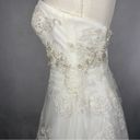 Oleg Cassini  Strapless Tulle Embellished Tea Length Ivory Wedding Gown size 6 8 Photo 11