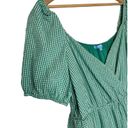 Draper James  RSVP Dress Womens XL Gingham Surplice Bubble Sleeve Peplum Green Photo 4