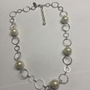 Talbots Signed  Faux Pearl Silver Tone Bead Statement Costume Necklace Photo 1