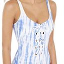 Michael Kors  MK Pink/ White Tie-Dye Daydream Lace Up One Piece Swimsuit Size 10 Photo 4