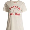 Holiday Time NEW  “Sleigh All Day” Women‘s T-Shirt size XL Ivory Photo 0