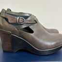 Dansko  Franka Brown Leather Studded Wedge Heel Bootie Clogs Photo 3