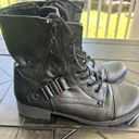 Guess  vegan leather block heel combat boot, buckle, retro, emo, size 8M Photo 1