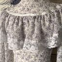 Gunne Sax Vintage 70s White & Purple Floral Ruffle Lace Prairie Cottage Dress Photo 9