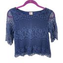 Alya  lace crochet cropped crop top shirt oversized fit medium Photo 7