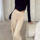 Princess Polly Montana Cream Ribbed Relaxed Fit Wide Leg Knit Pants S/M Photo 6