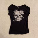 Ambiance Apparel Y2k Cyber Mallgoth Black Skull Tee Photo 0