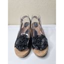 Blossom Born  Black Leather Slingback Open Toe Cork Wedge Shoes Women's Size 9M Photo 1