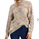 The Moon Sugar Womens Thick Knit Mock Neck Chunky Rainbow Sweater Size XS Colorful Photo 0