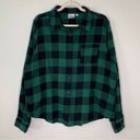 Disney  Women’s Size XL Green Plaid Flannel Winnie The Pooh Button Down Photo 0