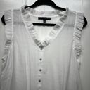 Harvé Benard Harve Bernard Ruffle Trim Button Down White Top Women's XL Lightweight Beachy Photo 2