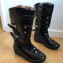 Burberry Authentic  Black Patent Leather Zip and Toggle Snow boots Photo 0