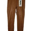 REWASH  Juniors' 11 Light Brown High Rise Vegan Leather Skinny Pants Cropped Photo 0