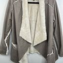 Cavalini  Gray Faux Suede Faux Fur Jacket Size Medium Photo 2