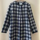 Old Navy  Wool Peyton Open Front Textured Plaid Coat Jacket Blue Combo Size L Photo 1