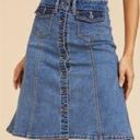 Suzanne Betro Button Down Knee Length Denim Skirt Photo 0