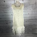 Leslie Fay Vintage 80's  sleeveless lace cream dress with ruffles size 10 Photo 2