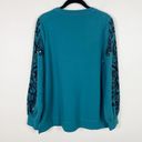 Chico's  Zenergy Sequined French Terry Scrolls Sweatshirt in Peacock Teal Photo 8
