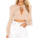 Majorelle  Twist Front Crop Top Tan Long Sleeve Shirt Blouse Size Small Women's Photo 0