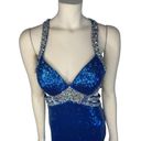 Faviana FAVOANA 7507 Royal Blue Sequenced sexy open back prom dress size 4 Photo 14