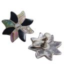 Onyx Vintage Mexican Black  Abalone Shell Star 925 Taxco Sterling Silver Earrings Photo 6