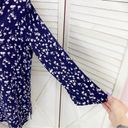 In Bloom Floral Bell Sleeve Tunic Shirt Dress Blue White Small Photo 5