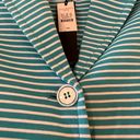 Talbots  Teal Blue Horizontal Stripe Blazer Jacket NWT Size MP Petite Medium PM Photo 9