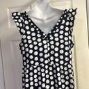 Loft  Navy White Polka Dot V-Neck Ruffled Flowy MIDI Dress- Medium Photo 7