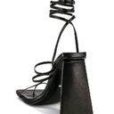 Raye Revolve -  Darryl Leather Wrap Trapezoidal Heels in Black Photo 8