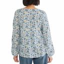 Lucky Brand NEW NWT  Floral Square Neck Top White Blue Long Sleeve Boho Peasant S Photo 2